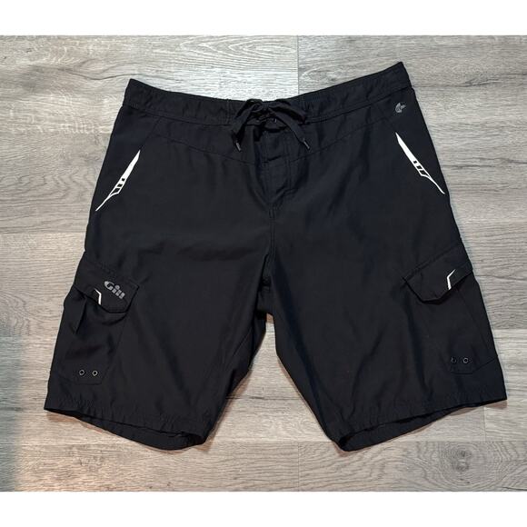 Gill Men’s Sailing Board Shorts Cargo Black Sz 42 Swim Tie UPF 50+ - Picture 1 of 7